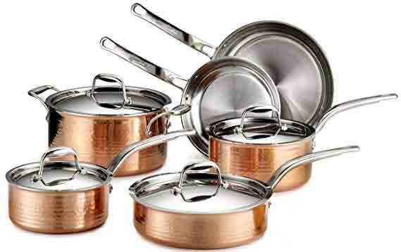 Lagostina Martellata Hammered Copper Cookware Set