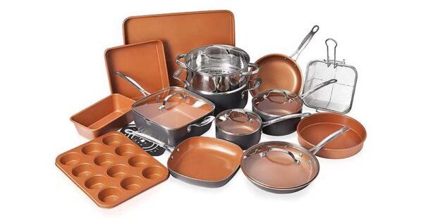 Gotham Steel Nonstick Ceramic Copper Bottom cookware set